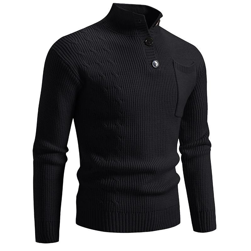 Men S Casual Loose Stand Collar Knit Sweater Autumn Winter