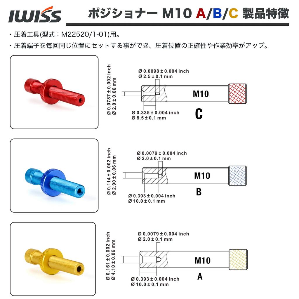 IWISS Crimping Tool for Socket Contacts and Contact for DEUTSCH and DTP To Sq 4-Indent Pins, MIL-Spec, DT, DTM, Connectors, 0.12 3.5 Mm, M22520/1-01