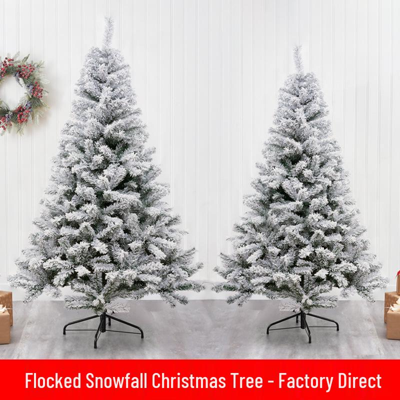 Exclusive Flocked White Christmas Tree, 45CM-4M, Encrypted Snow-Covered Decoration with Ornaments