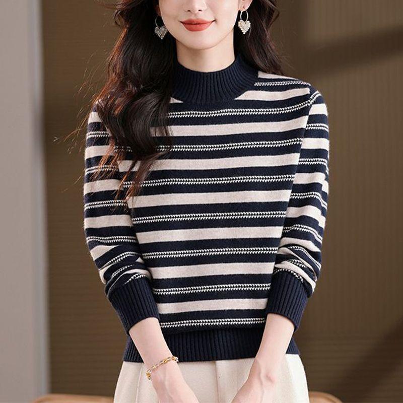 Sweater for Women Autumn Winter Thickened Pullover Warm Knitted Stretchy Long Sleeve Oversize Jumper Tops