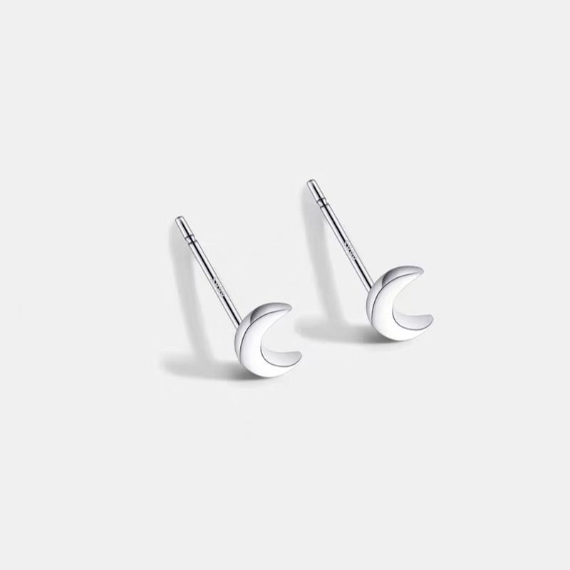 Sterling Silver Lightning Stud Earrings for Women Star of David Moon Heart Earring Elegant Wedding 999 Silver Jewelry