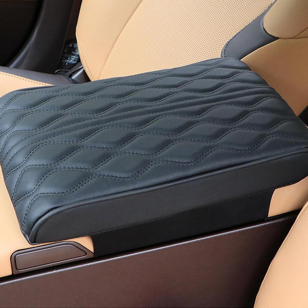 Car Center Console Cover, Leather Waterproof Vehicle Armrest Box Pad, Memory Cotton Comfortable Automotive Interior Seat Box Cushion Protector
