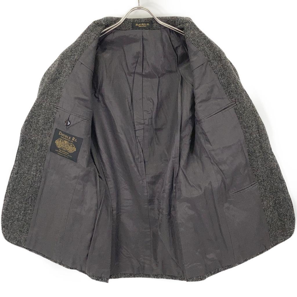 RRL 782945532001 Charcoal Gray Wool Notched Lapel Side Bentz 2B Herringbone Blazer Jacket Jacket 36S Charcoal grayUsed