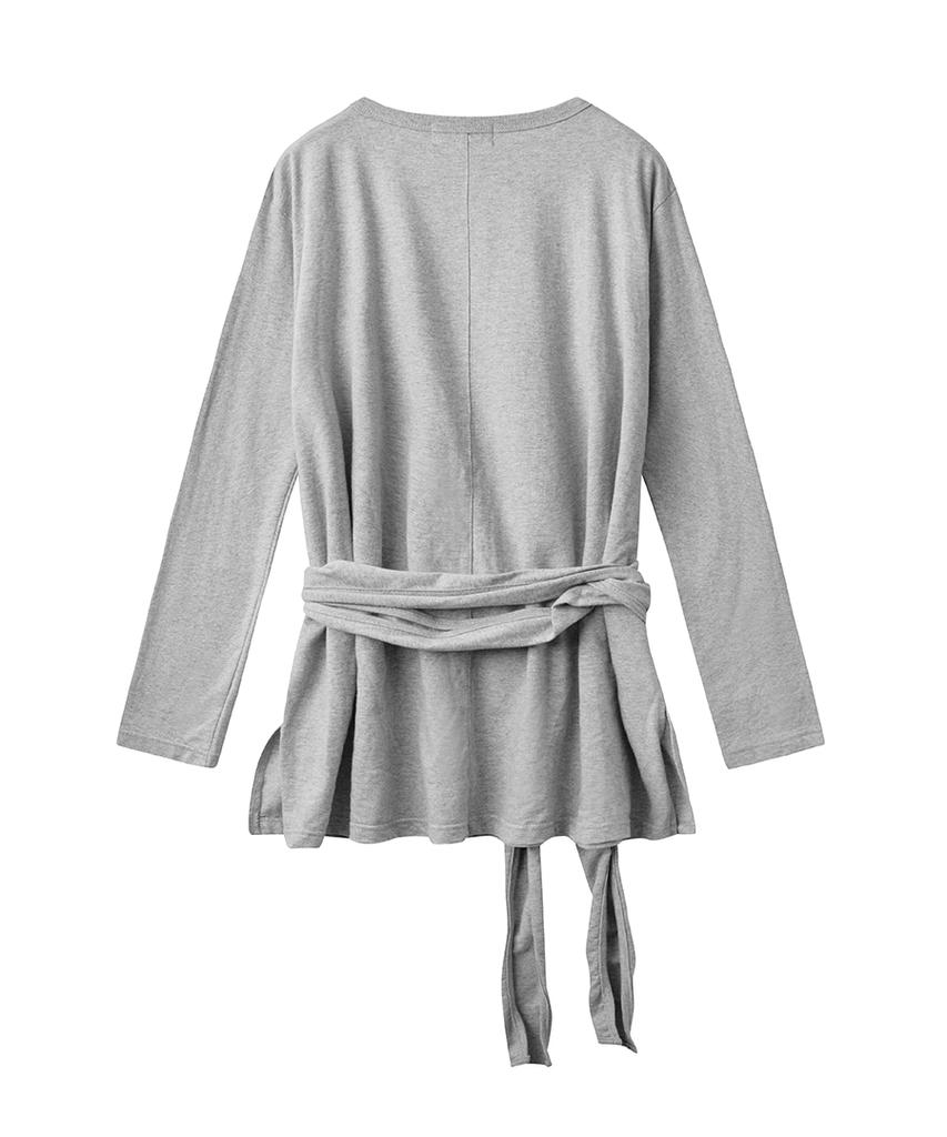 Lense Wrap-Tie Long Sleeve Tee Melange Gray