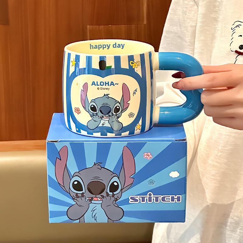 Vysoce hodnotný roztomilý hrnek s Medvídkem Pú pro pár, keramický pohár na vodu, dětský hrnek na mléko a kávu, dárek k narozeninám, dárková krabička