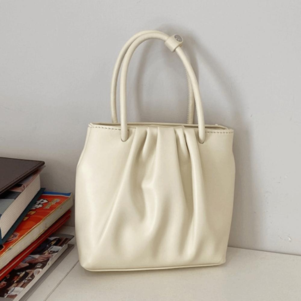 Casual Style Pleated Design Pu Handbags Square Shape Solid Color Crossbody Bag Soft Material Mini Shoulder Bag Daily Commute
