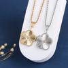 45cm/60cm Stainless Steel Laser Five-Leaf Flower Pendant Sweater Chain Classic For Woman Party Trend Jewelry Fine Clover Female