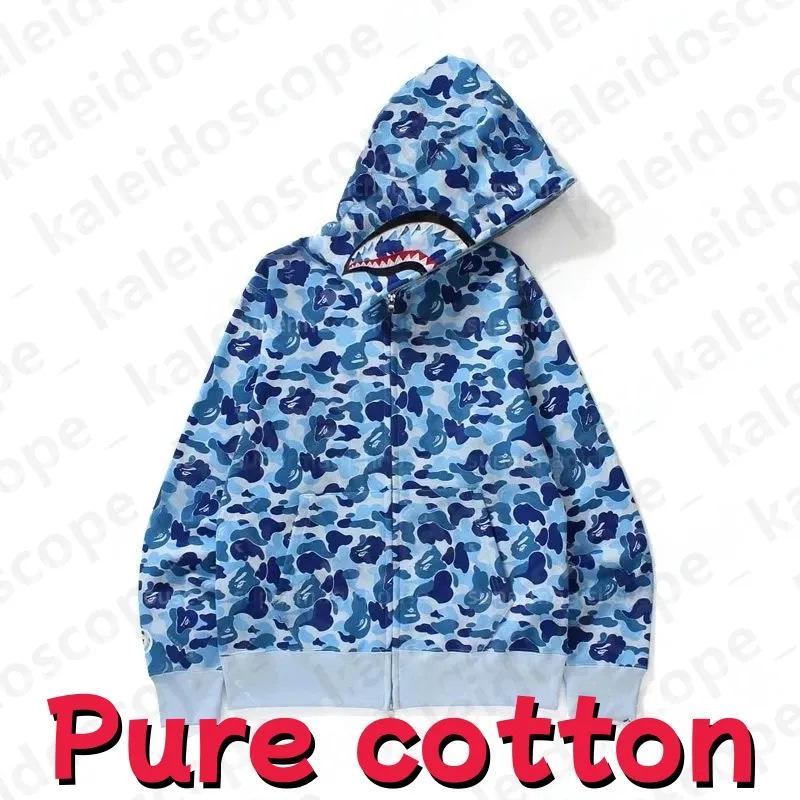 In-Stock Luminous Shark Head Camouflage Double Hood Sweatshirt - Unisex Fleece-Lined Autumn/Winter Outerwear