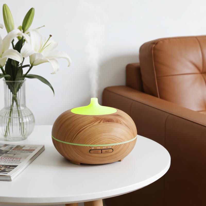 Aroma Diffuser: 300ML Wood Grain Ultrasonic Humidifier with Large Mist Output