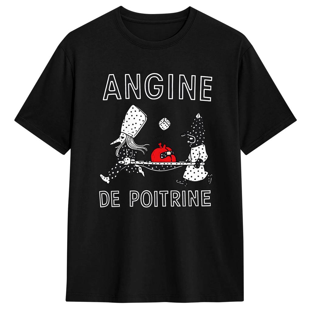 Casual Angine De Poitrine TShirt for Unisex Round Collar Pure Cotton T Shirt  Short Sleeve Tees Gift Idea Clothes