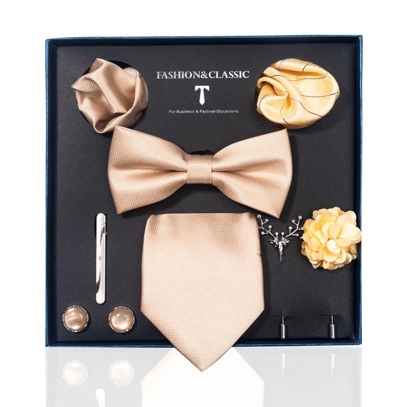 Luxury Groom Tie, Pocket Square & Boutonniere Gift Set for Weddings