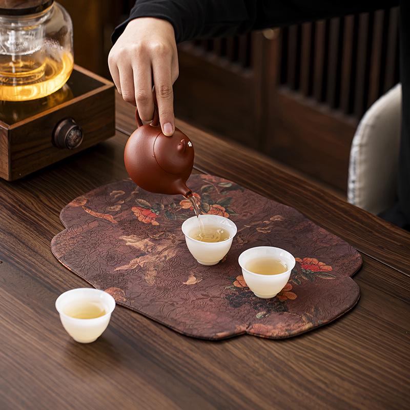 Xiangyunsha Zen-Style Waterproof Double-Sided Tea Mat, High-End Thickened Tablecloth for Dry Brew and Long Tea Tables
