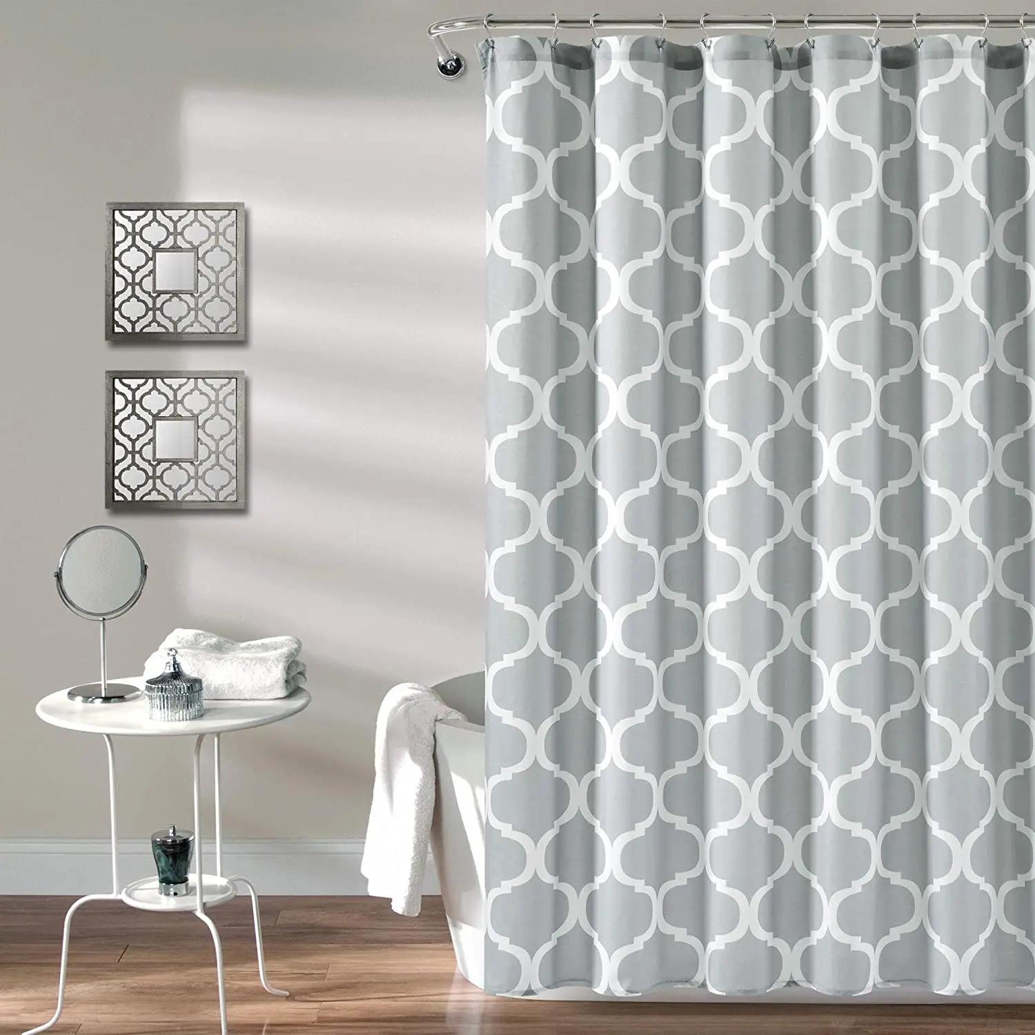 

Luxuriously Decorated Washable And Durable Bathroom Shower Curtain With Soft Gray Fabric And Light Color Home Bathroom Decors W90XH180cm