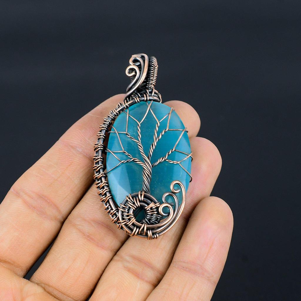 Tree Of  Life Monalisa Pendant, 999 Copper Wire Wrapped Pendant Handmade Gemstone Jewelry, Gifts For Wife Brand New Pendant