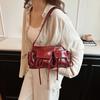 Fashion Underarm Shoulder Bag Red Silver Female Bag PU Leather Armpit Bag Chain Handbag Tote Clutch Bag High Capacity
