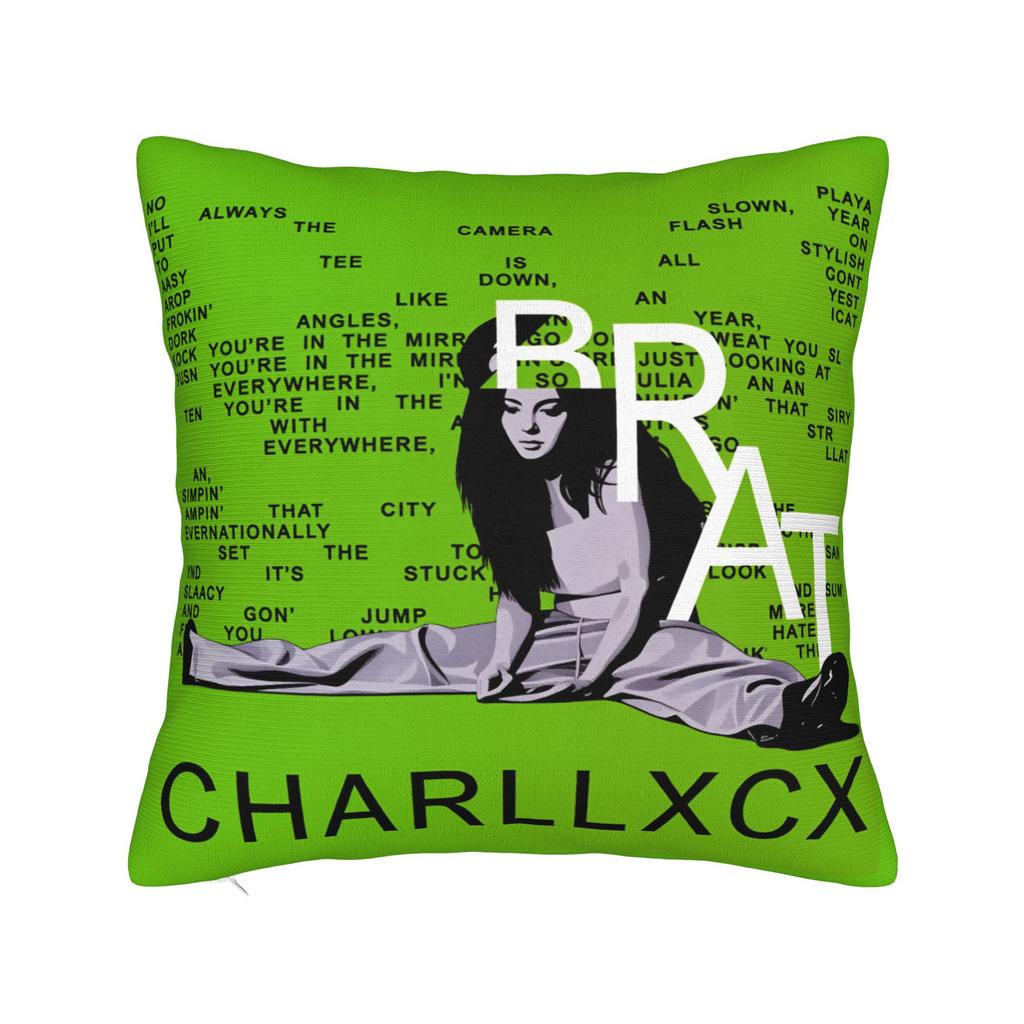 Charli Xcx Brat Pillow Case Comfy Pillow Cover For Office Car Home Decor Retro Trendy Cushion Cover