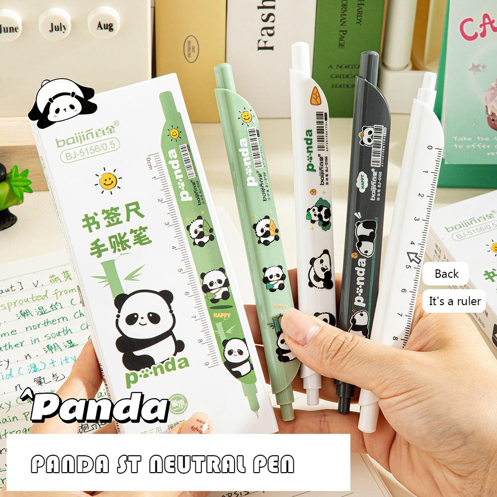 Press Capybara Gel Pen Bookmark Ruler Signature Pen Cute Panda Black Gel Pen