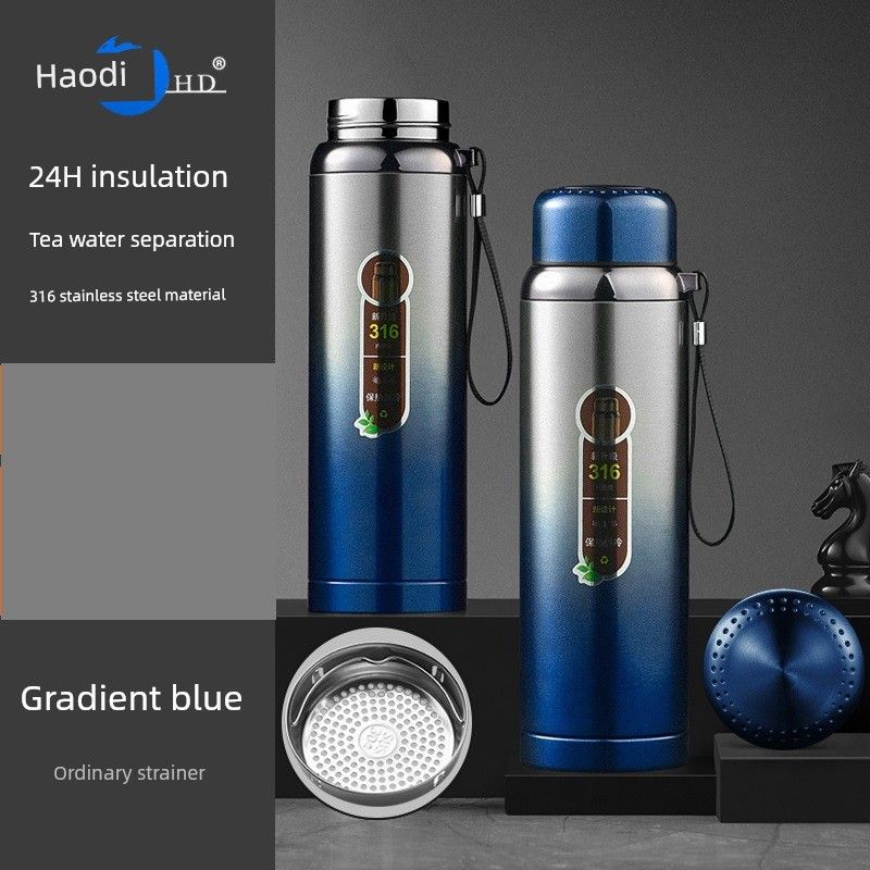 Large Capacity Vacuum Cup 316 Double-Layer Stainless Steel Men's Water Cup Female Student Portable Convenient Cold Insulation Iced Water Kettle Car