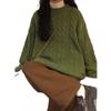 Vintage American Style Braided Knit Sweater Loose Fit Round Neck Pullover Teens