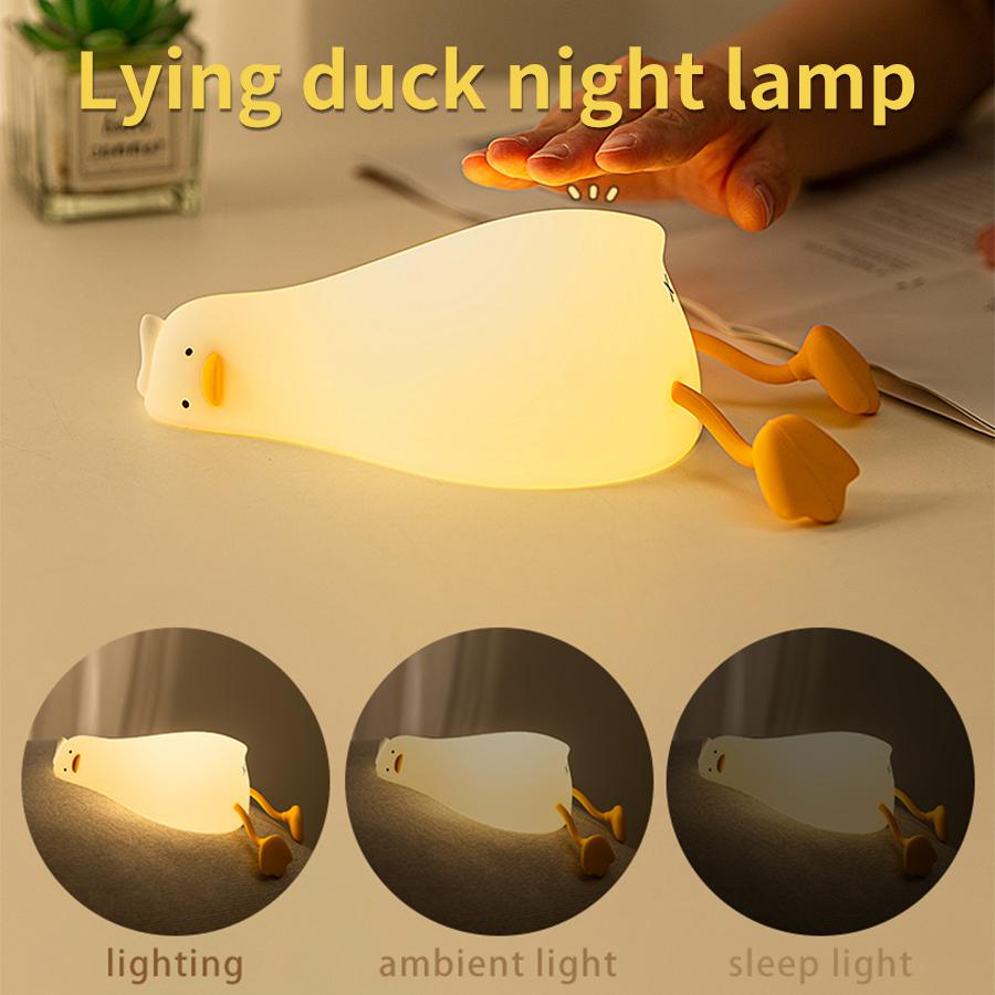 Xiaomi Ente Wiederaufladbares LED-Nachtlicht Pat Silikonlampe Nachttisch Cartoon Niedlich Kinder Nachtlichter für Heimzimmerdeko Geburtstagsgeschenk