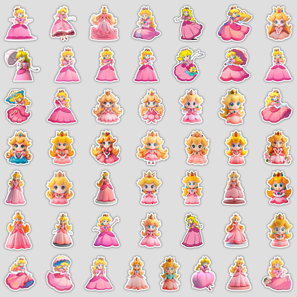 

50 Мультяшных Граффити-наклеек с Принцессой Персиком, для Водного Стакана, Чемодана, Водонепроницаемые Декоративные Наклейки, Милые Наклейки с Принцессой