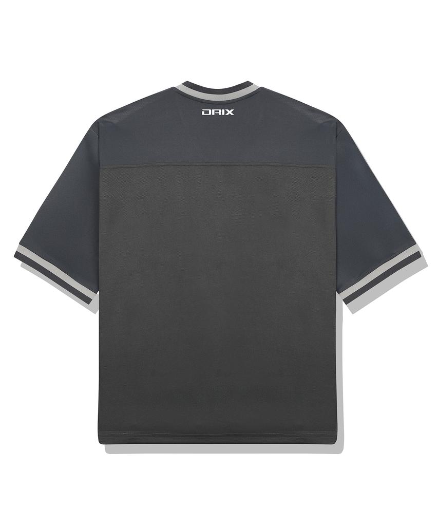 DRIX Rugby Track Oversized Mesh Jersey Half Sleeve_Charcoal