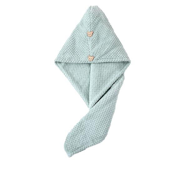 Hair Drying Towel with Button, Super Absorbent Coral Fleece Hair Towel, Skin-friendly Bath Turban for Women, Comfortable Hair Wrap for Long Hair