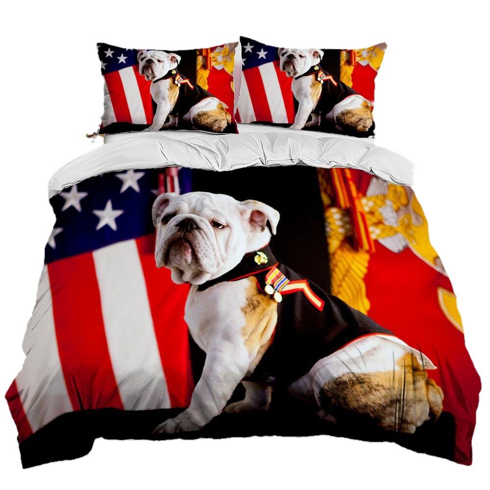 Three-Piece Digital Printing 3D Cute French Pit Bull Pet Puppy Quilt Cover Bedding Order