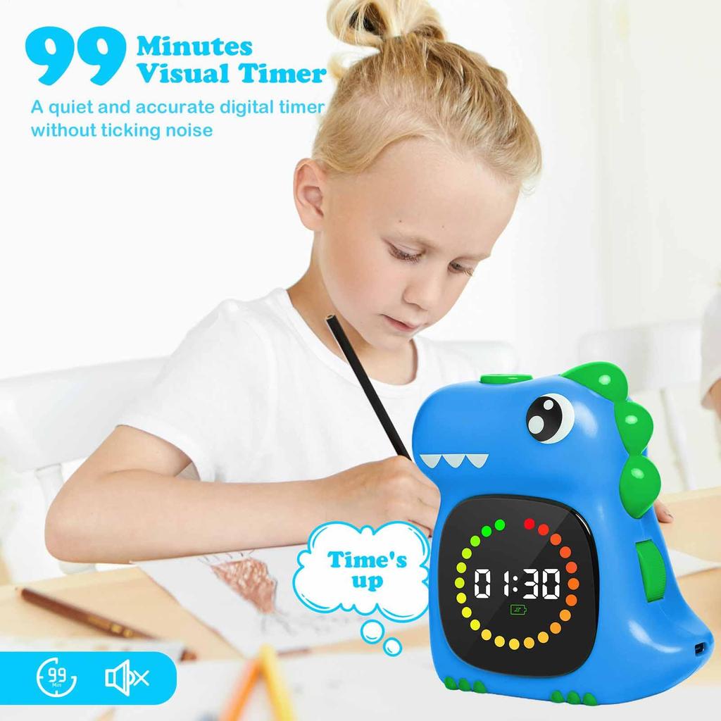 Visueller Timer für das Klassenzimmer Dinosaurier Schreibtisch-Timer Wiederaufladbares LED-Display Stille Countdown-Zeitmessgerät für Zuhause