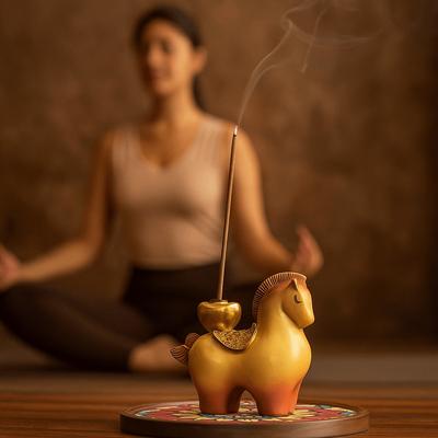 New Resin Material Zodiac Pony Incense Burner Ornamental Design Creative Incense Stick Holder Pony Shape Burner Home Ornament