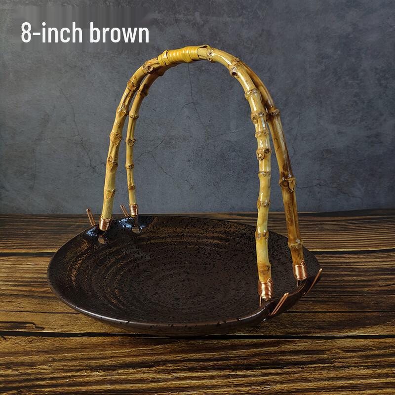 8-inch Brown Melamine Serving Tray with Handle