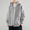 Sudadera con capucha para hombre, talla grande, con cremallera completa, color liso, casual, manga larga, con capucha y cordón, con bolsillo, corte holgado, chaqueta de calle