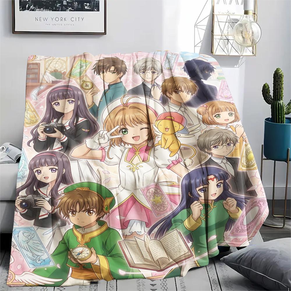 Cardcaptor Sakura Group & Magical Pattern Flannel Blanket, Comfortable for All Seasons, Home Decor, Warmth and Comfort, Perfect for Gifts.