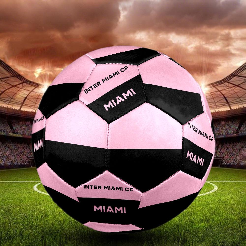 Inter Miami CF Size 5 Soccer Ball, Machine-Stitched PVC, Durable & High Bounce, All Ages Fit, fan merchandise, matches & outdoor use.