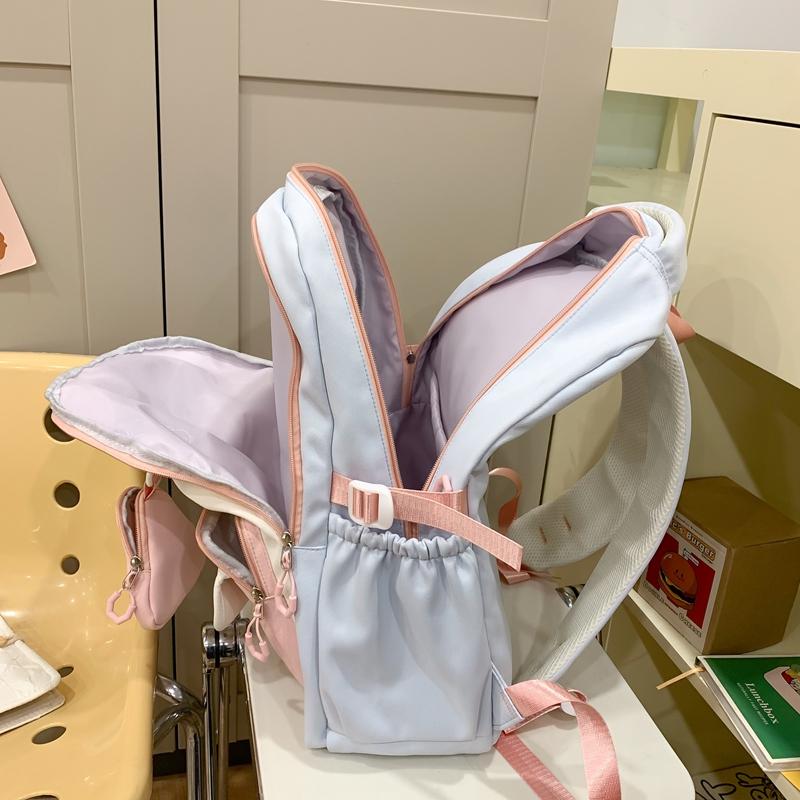 Schoolbag Women's Large Capacity Backpack Student Color Block Backpack with Coin Purse