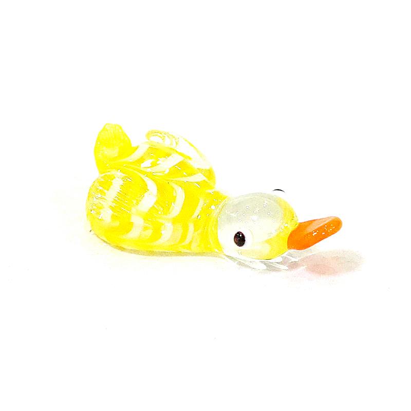 Cute Glass Duck Mini Figurines Colorful Cartoon Animal Tiny Statue Craft Ornament Home Fairy Garden Easter Micro Landscape Decor