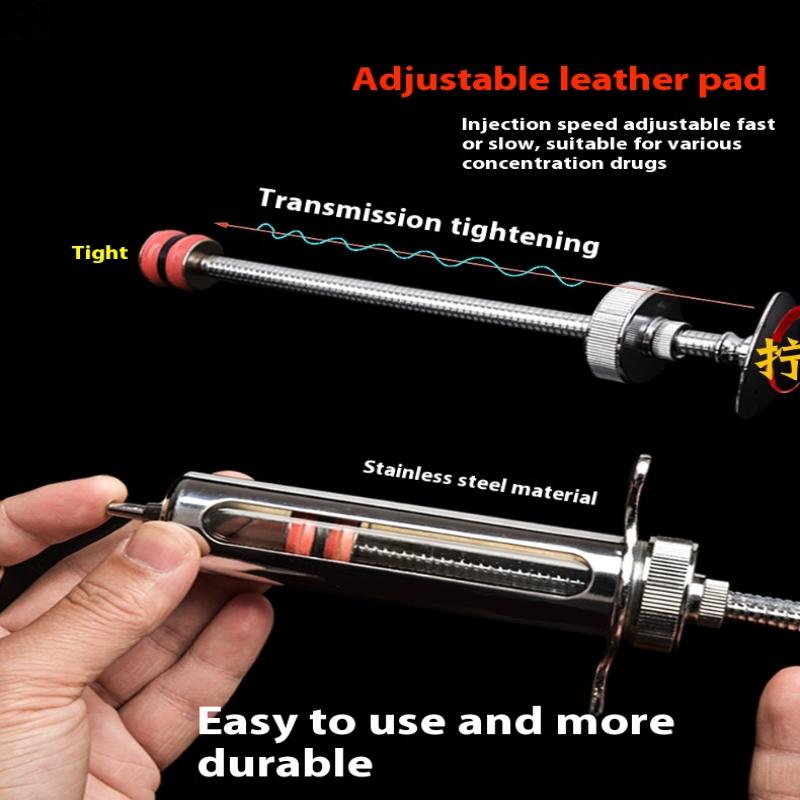 1 Set 20-50 ml Veteriner Alet Şırınga Aşı Enjeksiyonu Ayarlanabilir Doz 304 Paslanmaz Çelik İğne Ucu Dağıtıcı Hayvancılık Kümes Hayvanları