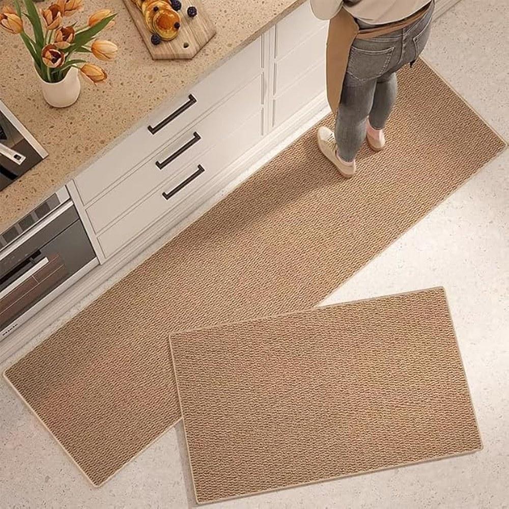 CAOSYE Natural Beige Sisal Carpet Kitchen Mat 44x120cm Ultra Absorbent Washable Non-Slip