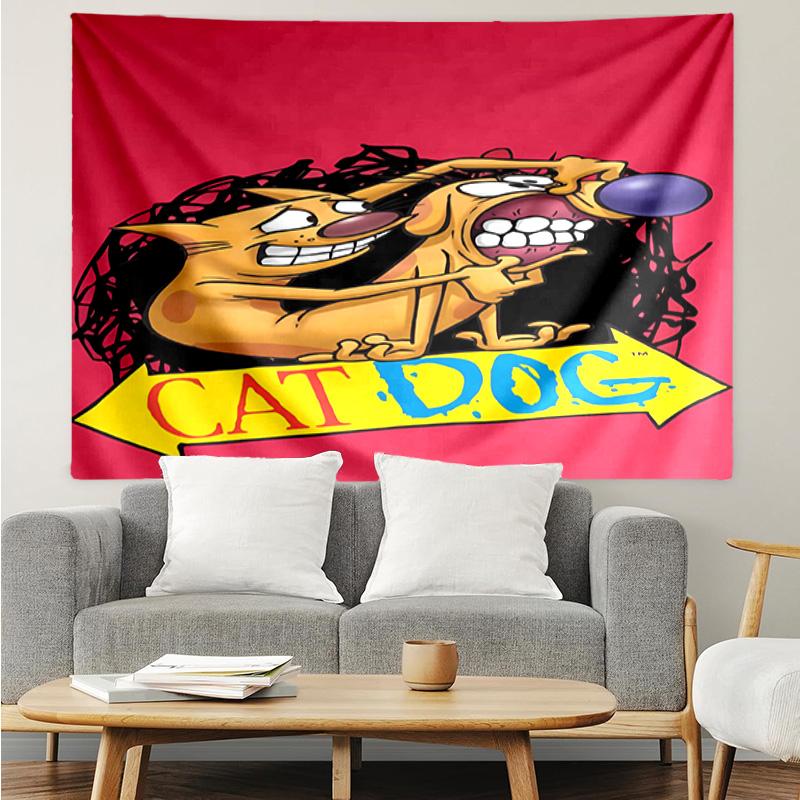 Cat Dog Adventure Quick-Dry Tapestry Hanging for Bedroom,Livingroom, Playroom,Decor Art Room Wall Tapestry Holiday and Birthday Gifts
