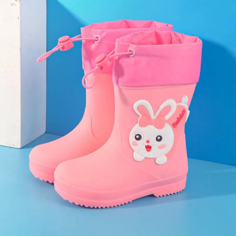 Kids' Non-slip Waterproof Cartoon Rain Boots with Drawstring