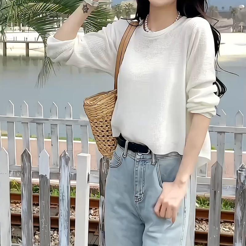 Dámský pletený kardigan z ledového hedvábí - Korejský styl, Lehký, Krátká šála se zadním rozparkem a vázáním, Perfektní svrchní oděv proti slunci