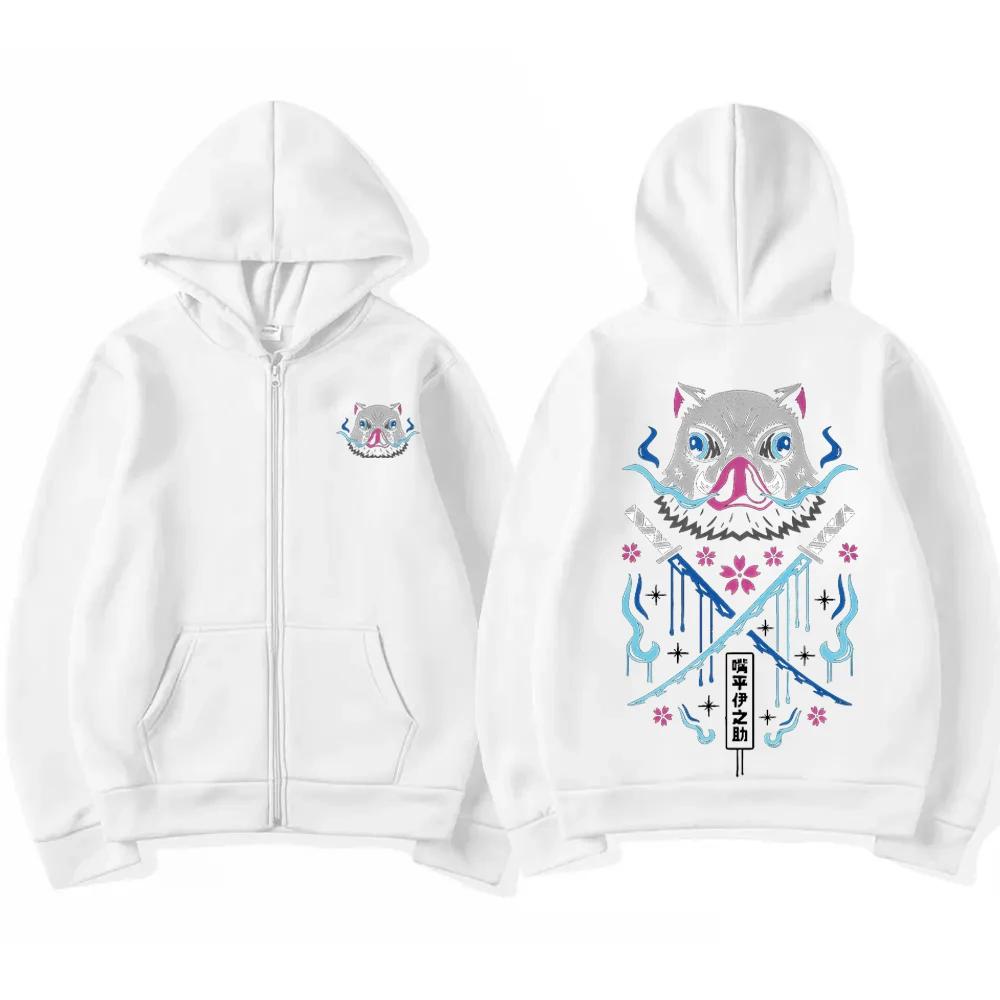 Inosuke Anime Hoodies Men Women Kimetsu No Yaiba Kawaii Manga Sweatshirts Gothic Harajuku Hooded Pullover Casual Streetwear