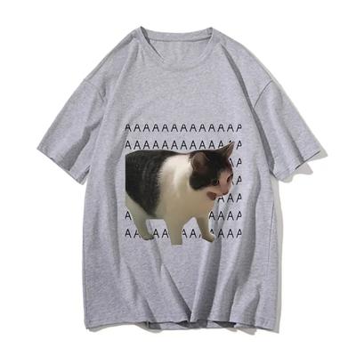 Men's and Women's Casual T-shirts with Sad and Crying Cat Prints, Summer Hostel T-shirts, Fashionable Casual T-shirts, Short Sleeved Clothing