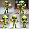 2026 New Funny Alien Statue Resin Beer Drinking Sculpture with Vivid Expression Waterproof Garden Decor Middle Finger Alien