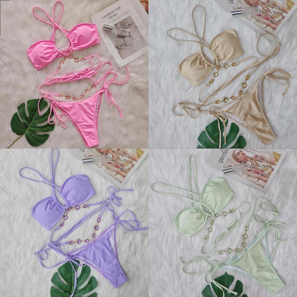 Sexy Bikini With Cross Tie Straps For Beach Swimwear Sexy Womens Swimsuit For Vacation