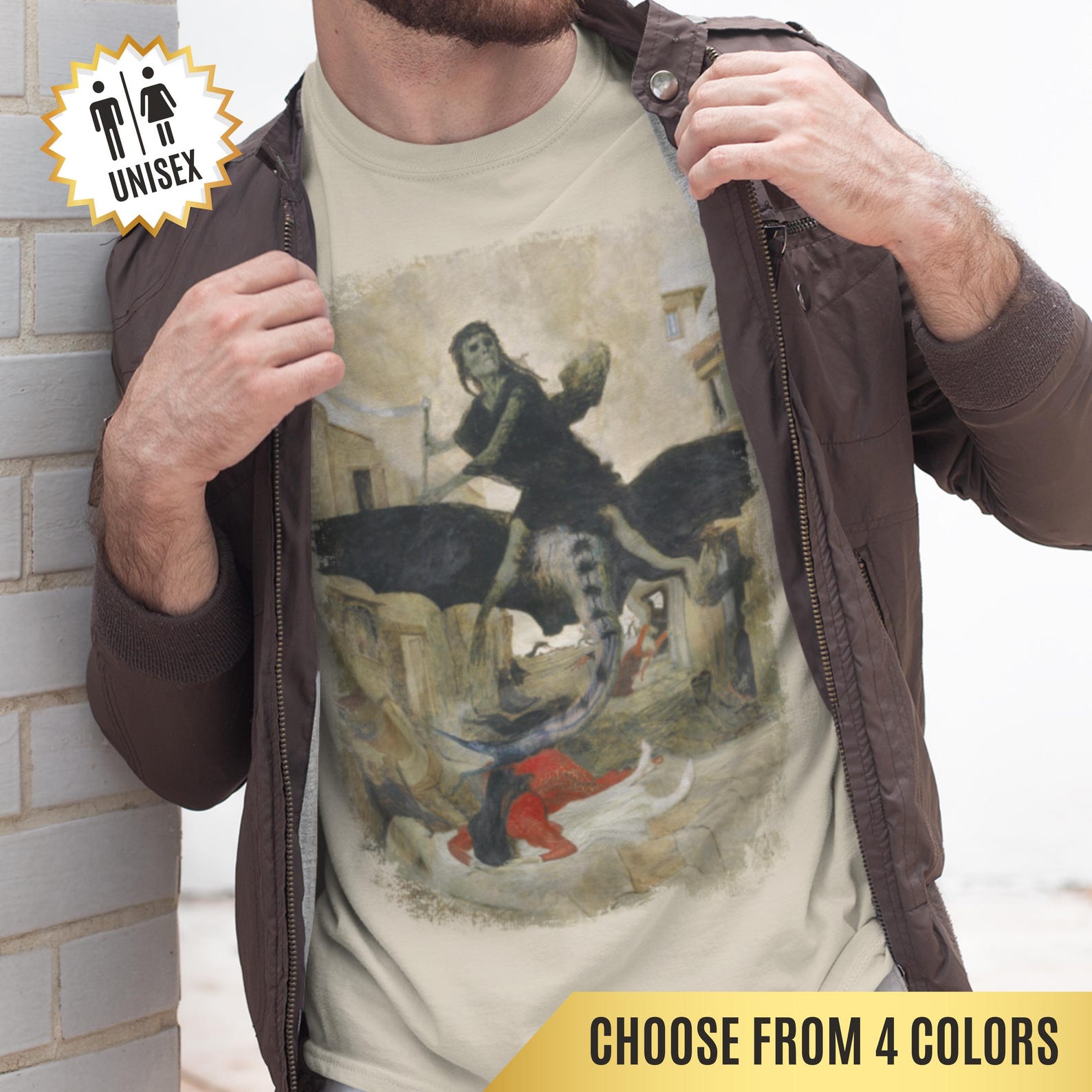 The Plague by Arnold Böcklin T-Shirt Art Lovers Gift, Die Pest Shirt Gothic Art, Famous Painting Tee, Dark Academia Shirt, Reaper T-Shirt XL