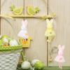 3pcs Easter Bunny Ornaments Pink White Yellow Rabbit Hanging Decor for Home Window Display