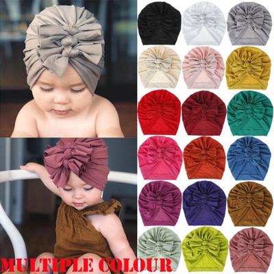 Newborn Kids Baby Girl Bowknot Turban Headwrap Beanie Hat Cap Headband Hair Band