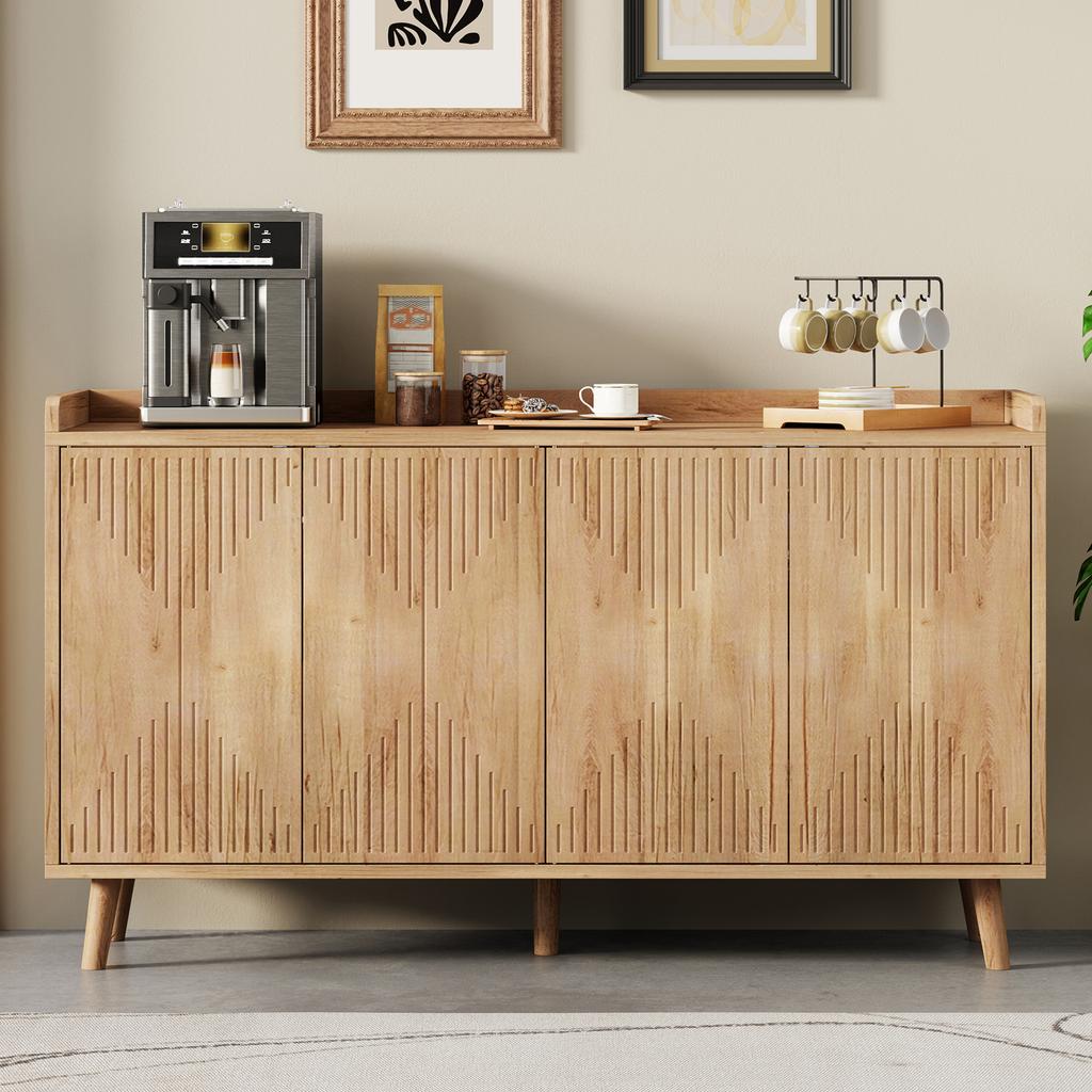 Mobile da cucina, Credenza con 4 ante e ripiani regolabili, Mobile contenitore per sala da pranzo e soggiorno, 140 x 40 x 84 cm