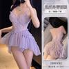 Ballet skirt sexy lace erotic underwear embroidered mesh see-through beautiful back suspender steel support gathering pajama dress